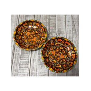 VTG  Decorated Ware Tins Set of 2 Floral Motif Serving Trays Made in England